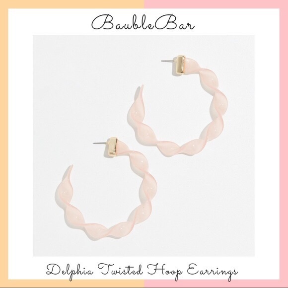 BaubleBar Jewelry - Bauble Bar • Light Pink Twisted Hoop Earrings